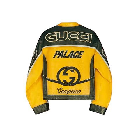 palace x gucci embroideries and patches leather jacket|the palace gucci sale.